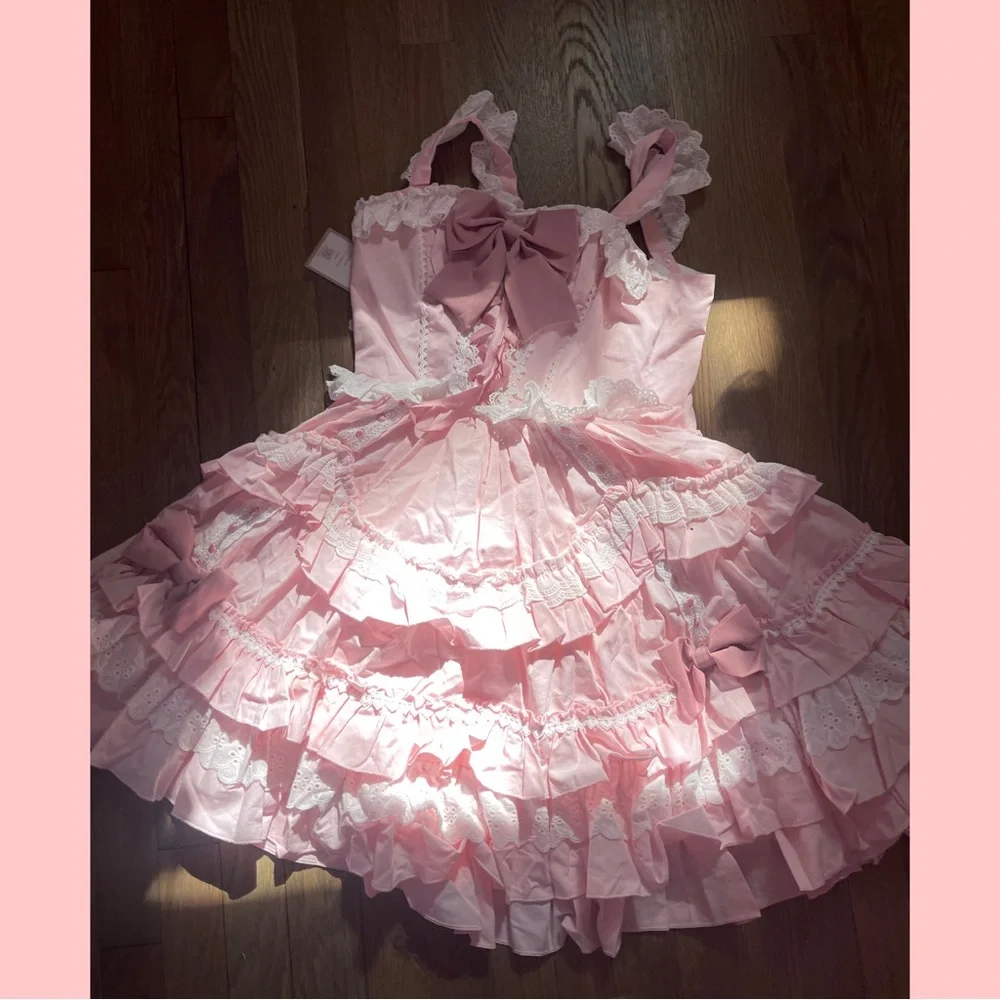 lolita sweet pink ribbon dress - Picture 2 of 4